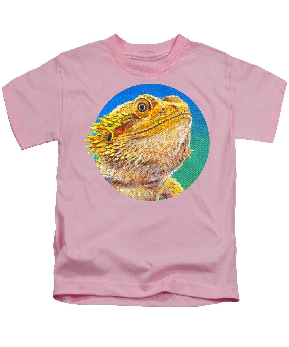 Bearded Dragon Kids T-Shirt featuring the painting Bearded Dragon Portrait by Rebecca Wang