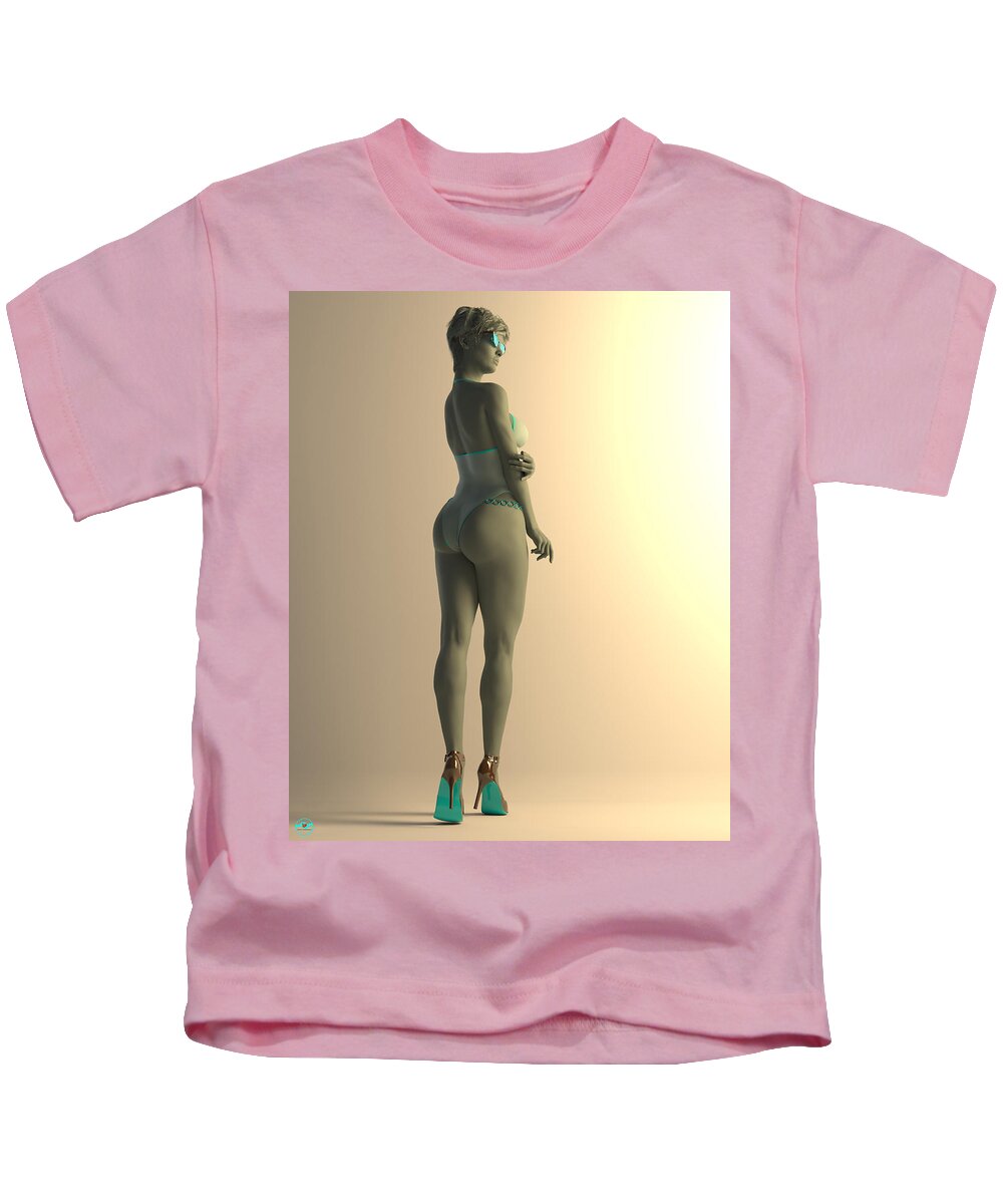 Pinup Kids T-Shirt featuring the digital art Mirroring_Belle by Williem McWhorter