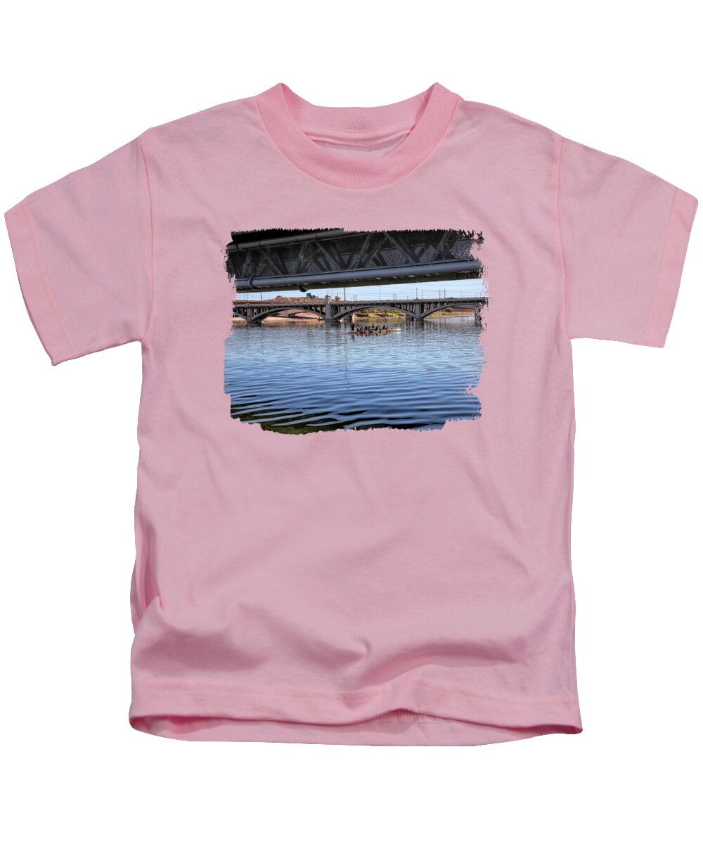 Tempe Kids T-Shirt featuring the photograph Below Two Bridges by Elisabeth Lucas