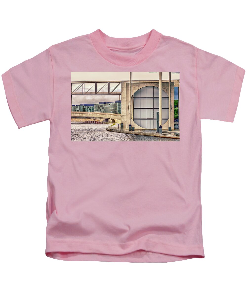Federal Chancellery Kids T-Shirt featuring the photograph Berlin River Spree Walk by WAZgriffin Digital