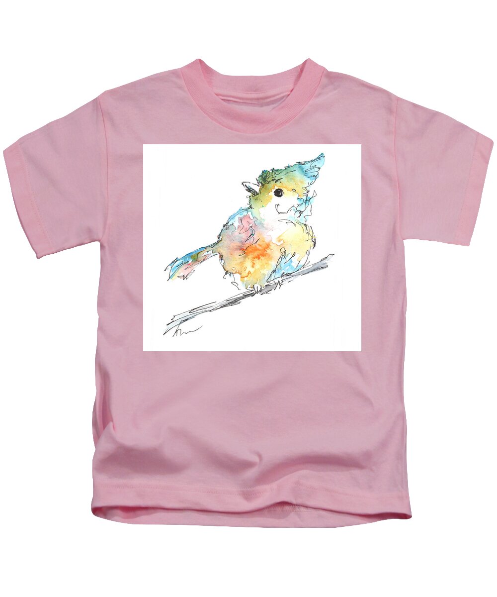 Bird Kids T-Shirt featuring the painting Pretty Bird by Katrina Nixon