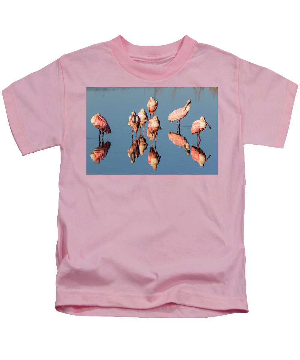 Roseate Spoonbill Kids T-Shirt featuring the photograph Board Meeting by Jim Miller