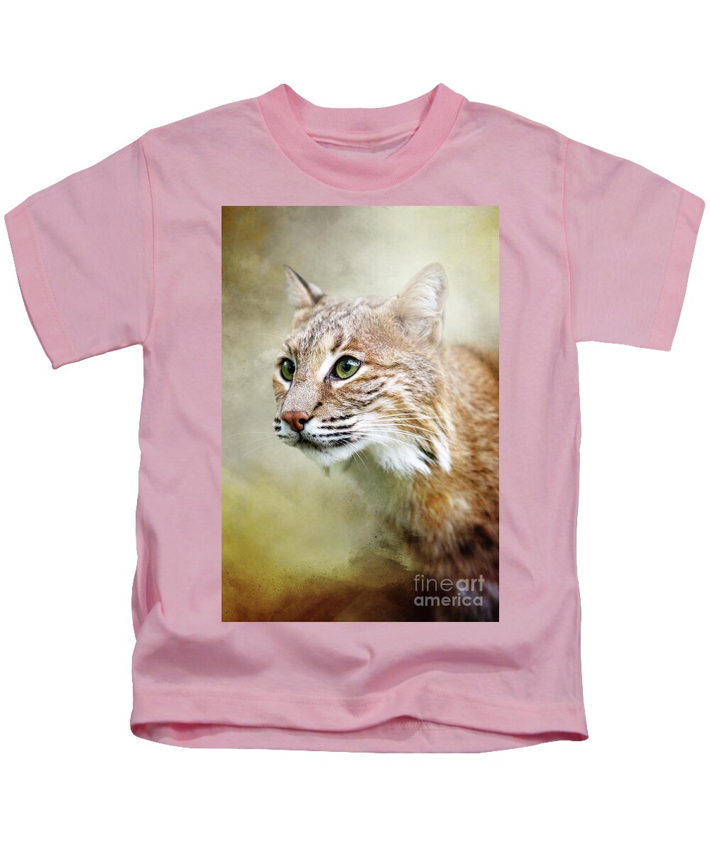 Red Wolf Sanctuary Kids T-Shirt featuring the photograph Bobcat Bob by Ed Taylor