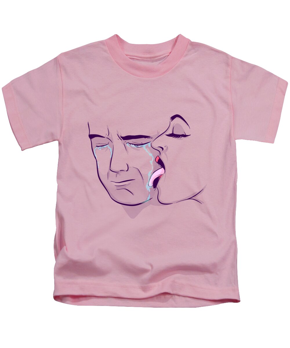 Love Kids T-Shirt featuring the drawing Boy Tears by Ludwig Van Bacon