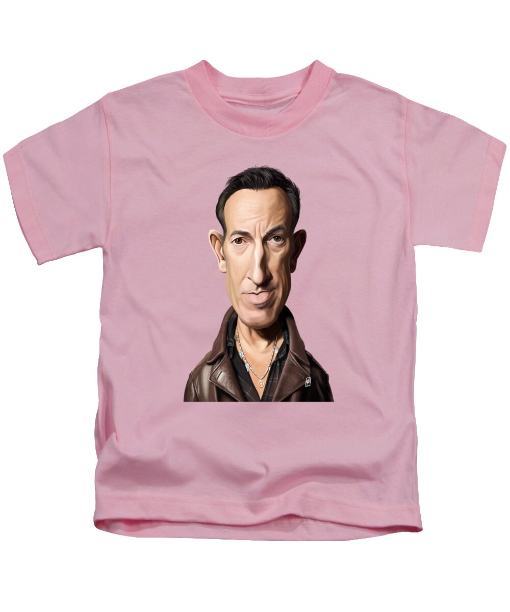 Illustration Kids T-Shirt featuring the digital art Celebrity Sunday - Bruce Springsteen by Rob Snow