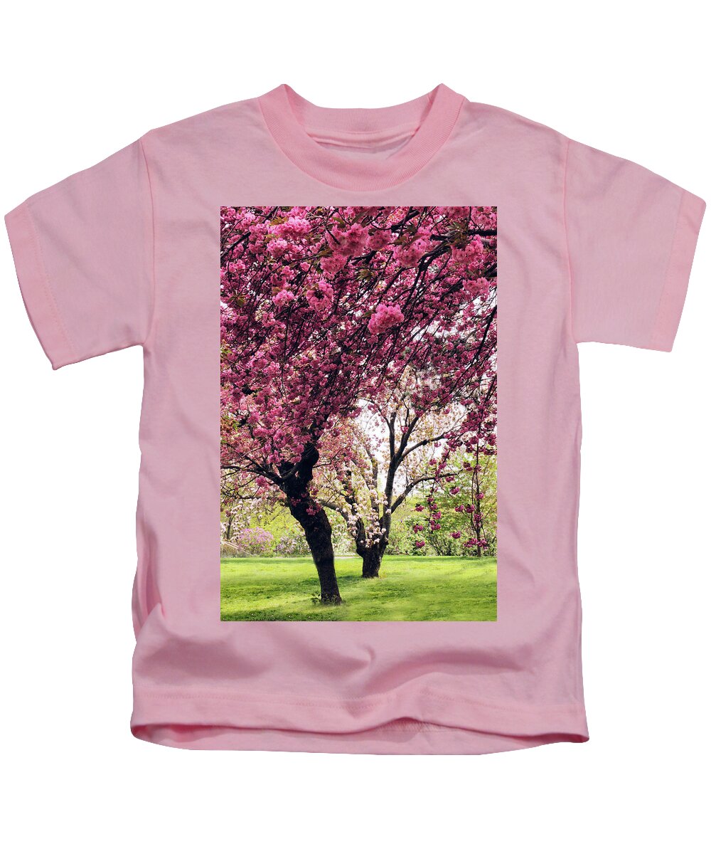 Cherry Trees Kids T-Shirt featuring the photograph Cherry Grove in Bloom by Jessica Jenney