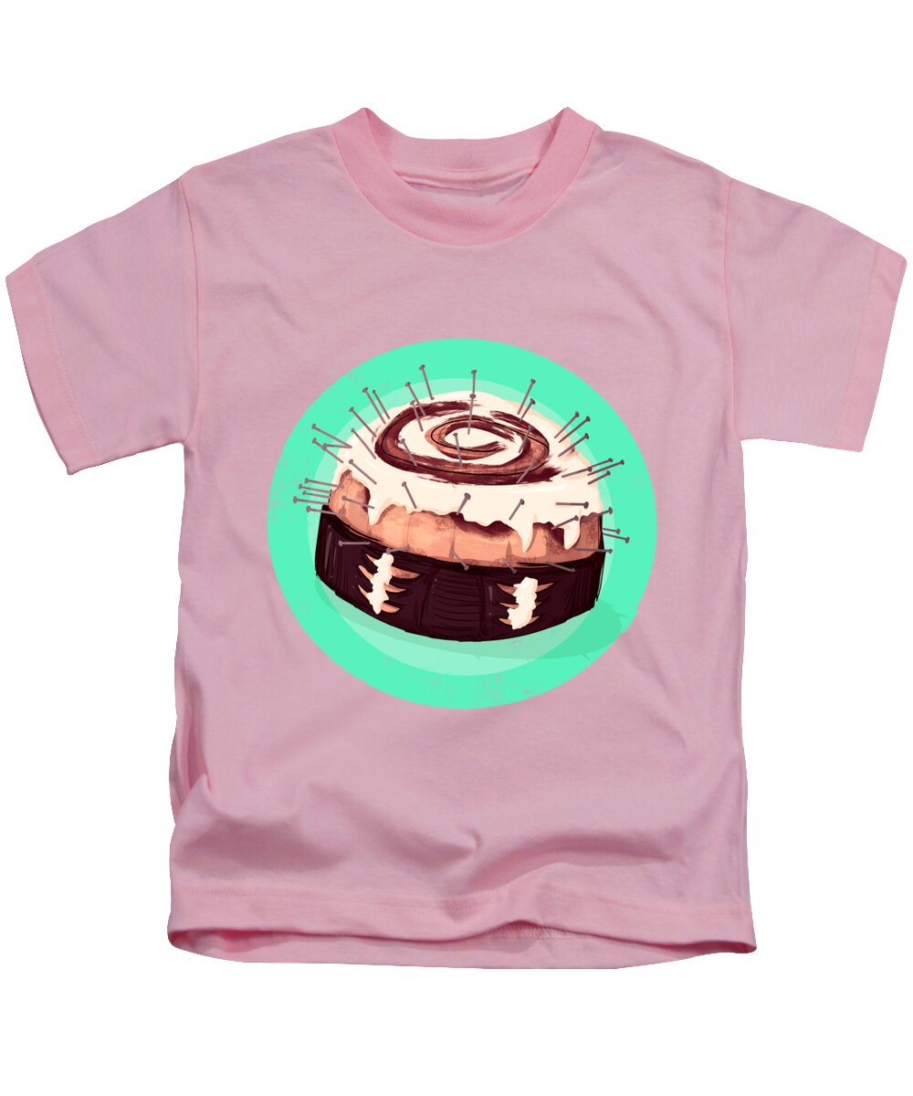 Pastry Kids T-Shirt featuring the drawing Cinnabite by Ludwig Van Bacon