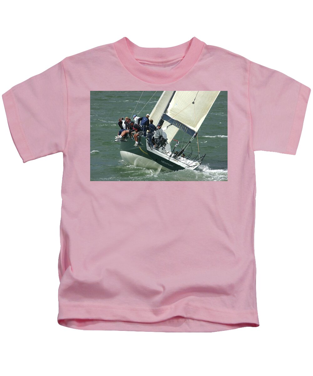 Fast Action Sports Kids T-Shirt featuring the photograph Crew Hiking to Rail by Bonnie Colgan