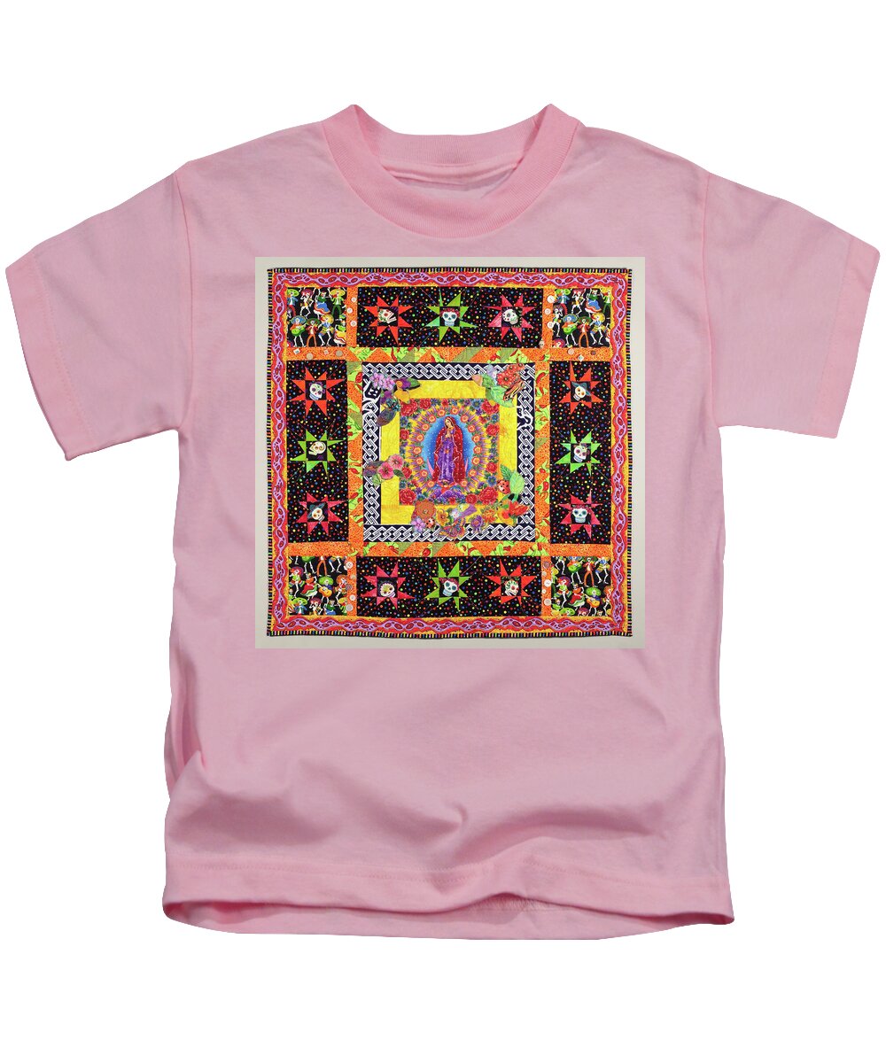 Day Of The Dead Kids T-Shirt featuring the mixed media Day of the Dead Celebration by Vivian Aumond