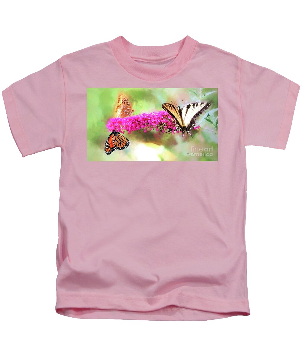 Butterfly Kids T-Shirt featuring the mixed media Divine Diversity by Tina LeCour