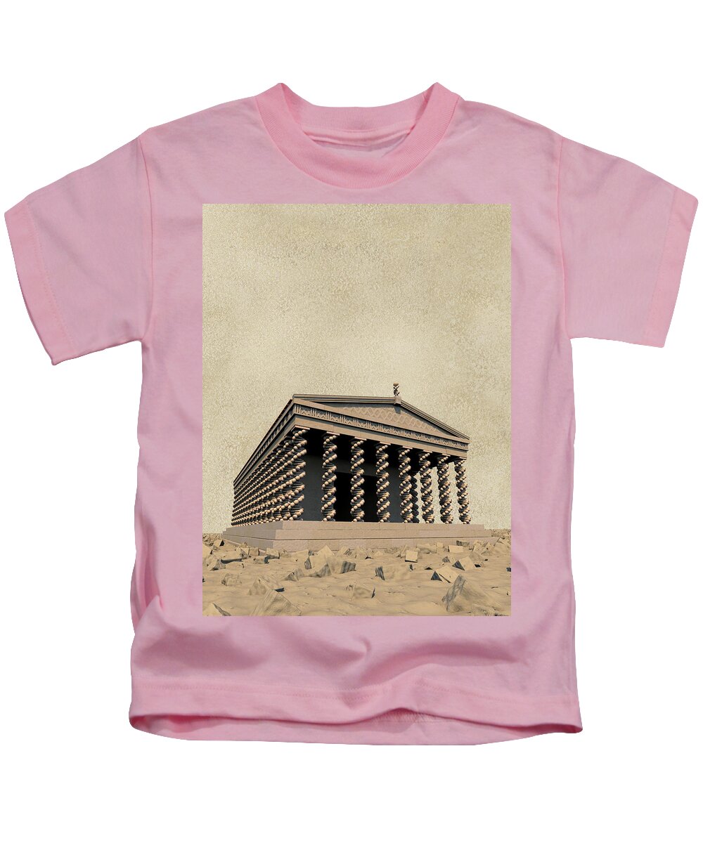 Acropolis Kids T-Shirt featuring the digital art DNA Temple by Russell Kightley