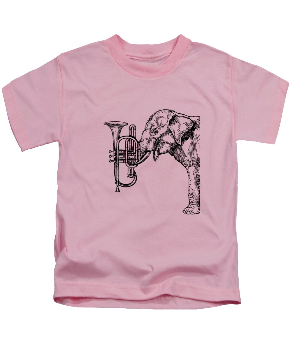 Elephant Kids T-Shirt featuring the digital art Elephant musician by Madame Memento