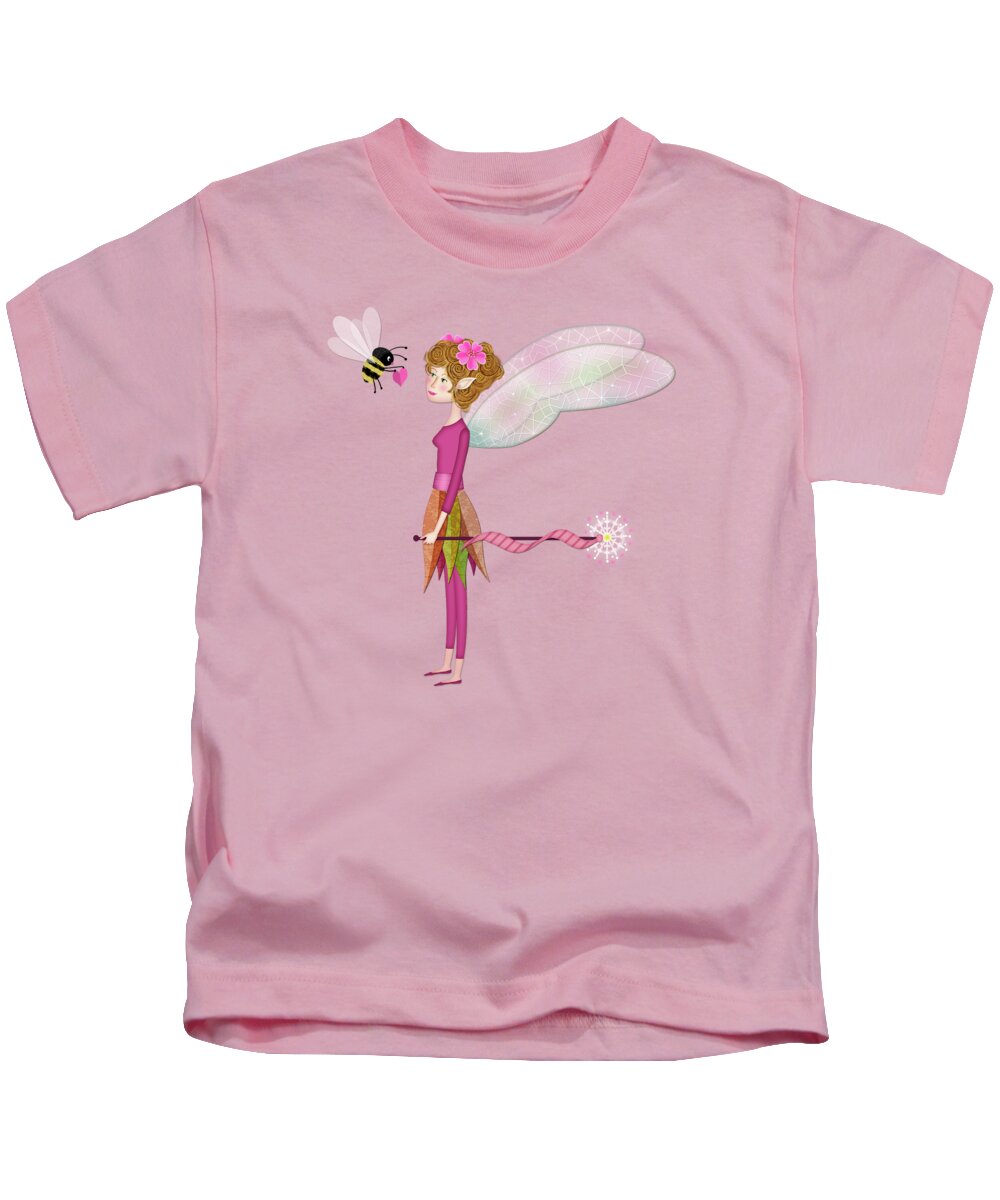 Letter F Kids T-Shirt featuring the digital art F is for Fairy and Flowers by Valerie Drake Lesiak