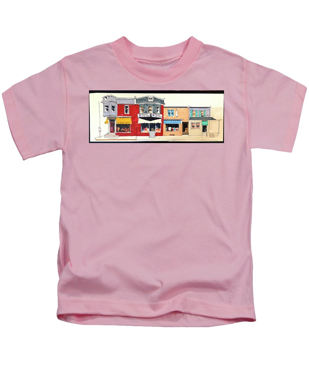Wilmington Delaware Kids T-Shirt featuring the painting Frankie's by William Renzulli