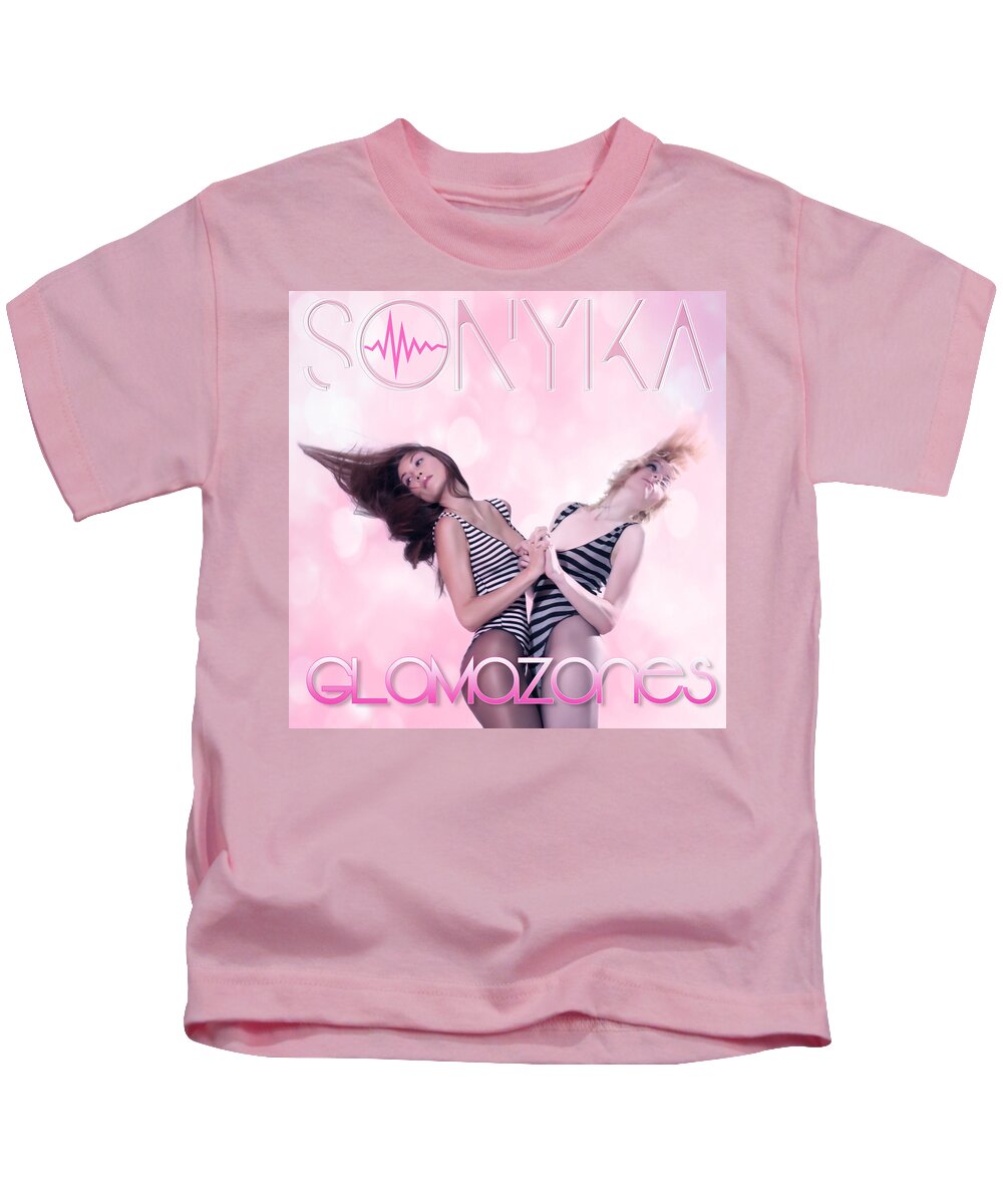 Album Cover Kids T-Shirt featuring the digital art Glamazones by Sonyka