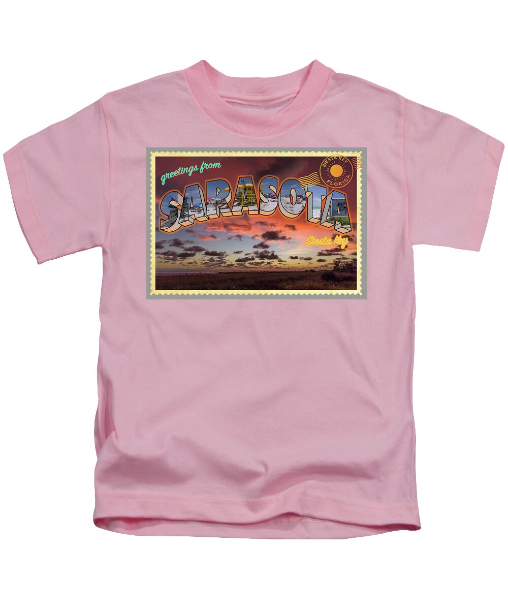 Sarasota Kids T-Shirt featuring the photograph Greetings from Sarasota 3 by Arttography LLC