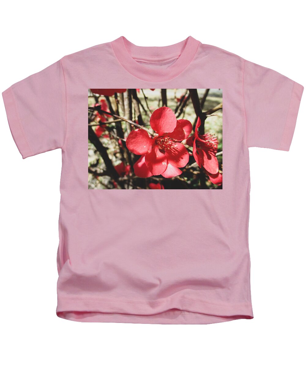 Quince Kids T-Shirt featuring the photograph Japanese Quince by W Craig Photography