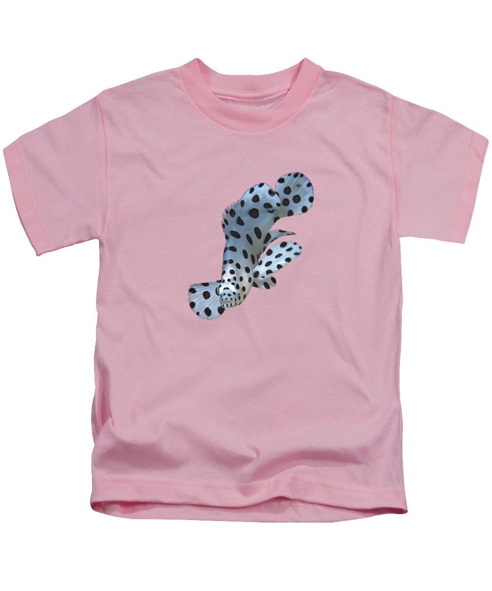 Juvenile Fish Kids T-Shirt featuring the mixed media Juvenile fish - Small Grouper, close and intense - Reduced to the MAX - by Ute Niemann