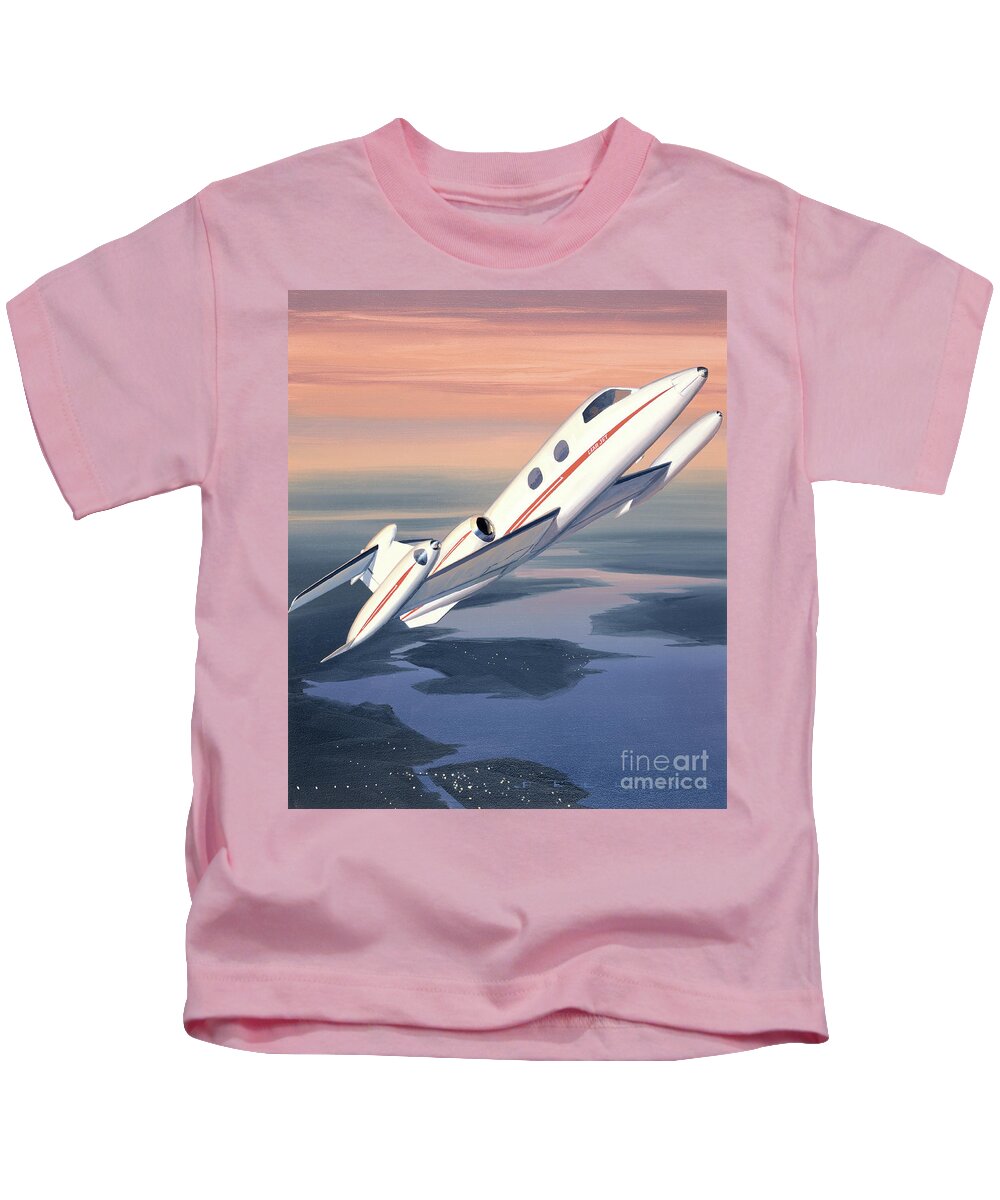 Aircraft Kids T-Shirt featuring the painting Learjet 23 by Jack Fellows