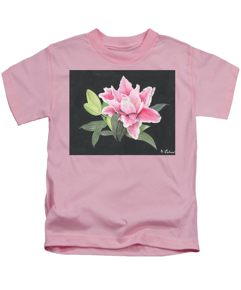 Lily Buds Kids T-Shirt featuring the painting Lily Buds by Bob Labno