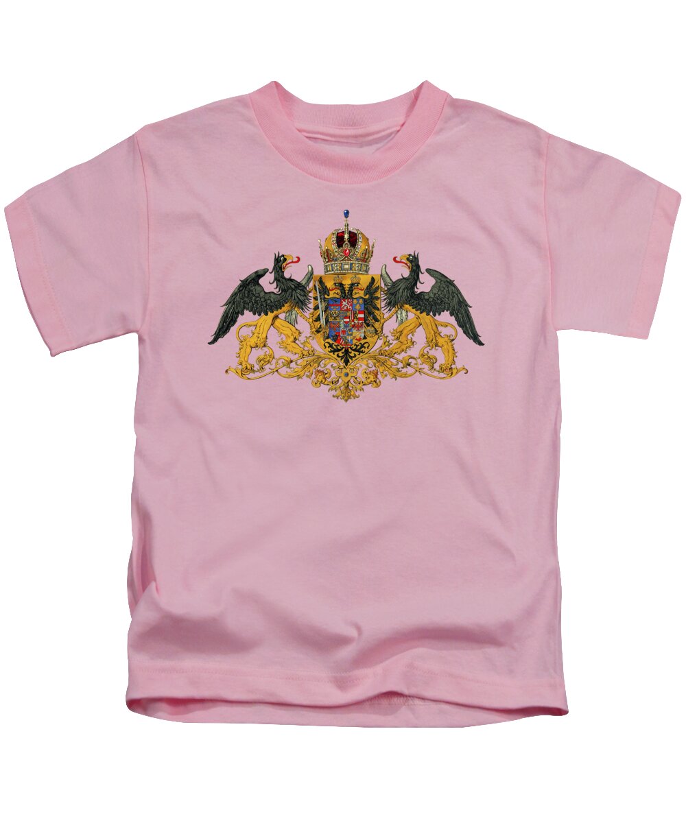 Coat Of Arms Of Austria Kids T-Shirt featuring the drawing Medium Coat of Arms of the Austrian Countries, 1915 by Helga Novelli