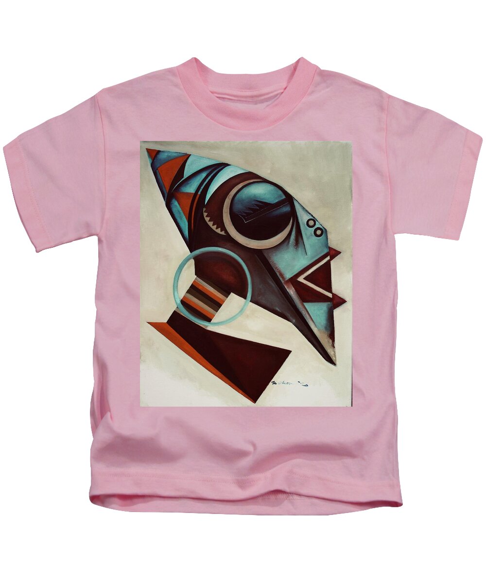 African Masks Kids T-Shirt featuring the painting Melodist L'Afrique by Martel Chapman
