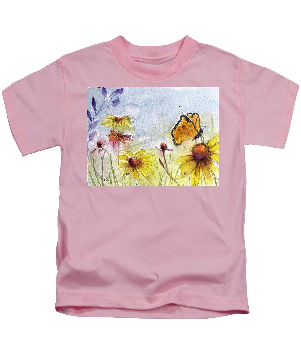 Monarch Kids T-Shirt featuring the painting Monarch by Roxy Rich