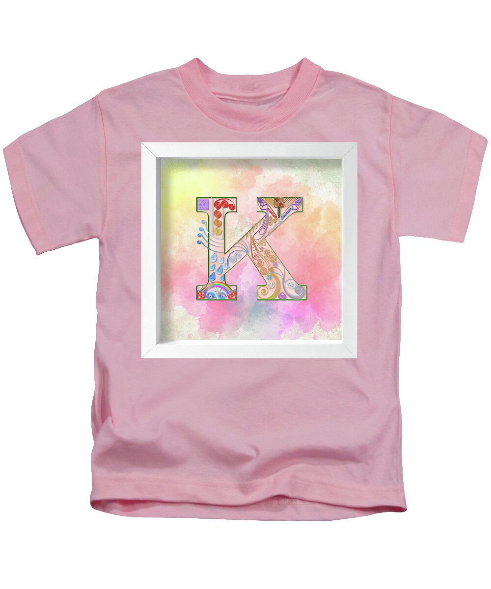 Monogram Rainbow K Kids T-Shirt by Carlos Vieira - Pixels