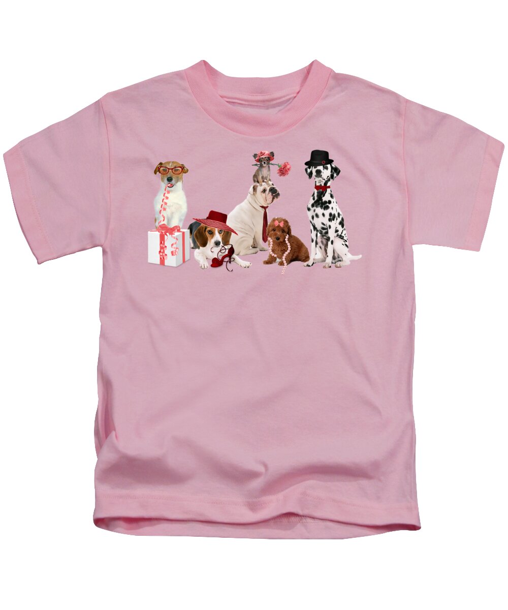 Happy Mother's Day Kids T-Shirt featuring the digital art Mother's Day for Dog Lover in Pink by Doreen Erhardt