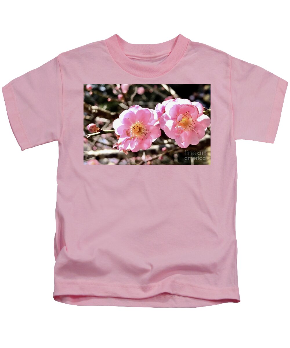 Plum Blossom Kids T-Shirt featuring the photograph Mutually Enlivening by Carmen Lam