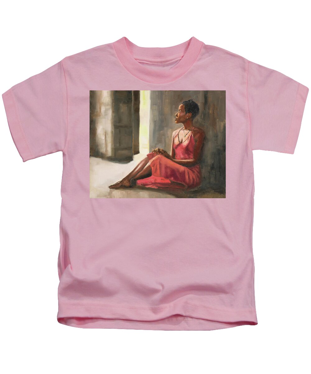 Woman Kids T-Shirt featuring the painting My Secret Place by Tate Hamilton