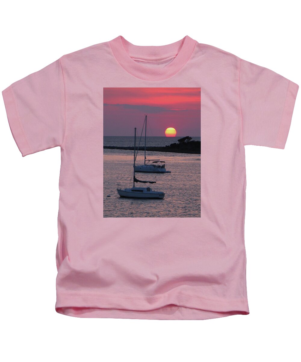 Ocracoke Kids T-Shirt featuring the photograph Ocracoke Harbor at Sunset by Shirley Galbrecht