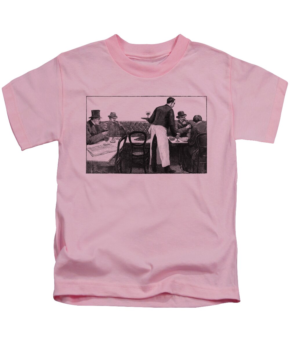 Paris Kids T-Shirt featuring the digital art Parisian bistro scene by Madame Memento