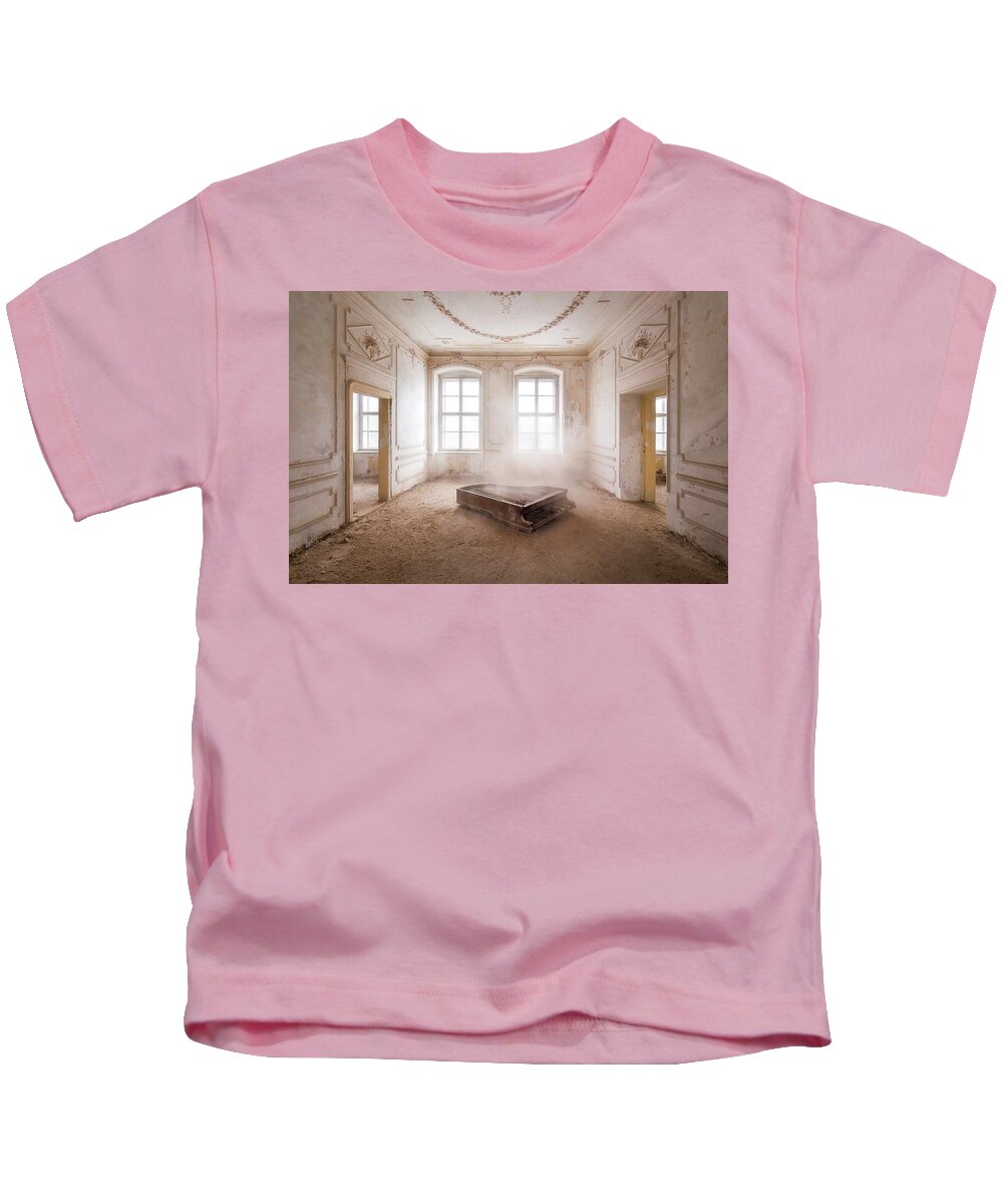 Abandoned Kids T-Shirt featuring the photograph Piano in the Dust by Roman Robroek