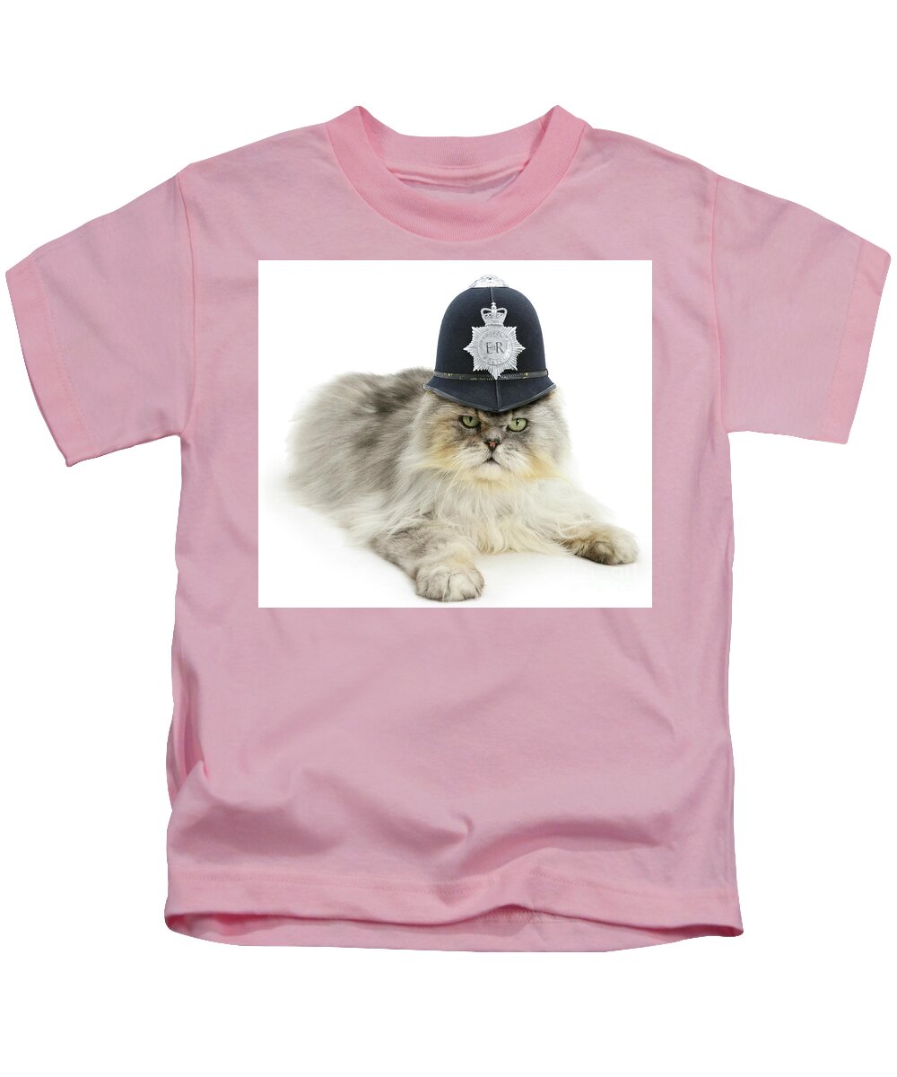 Police Kids T-Shirt featuring the photograph Police cat by Warren Photographic