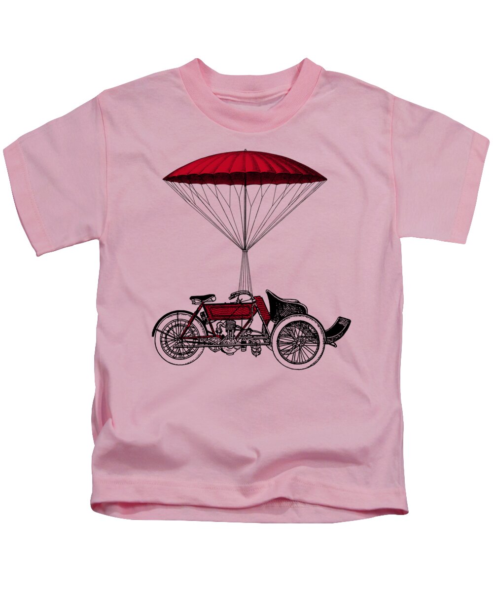 Moto Kids T-Shirt featuring the digital art Red Tricycle by Madame Memento