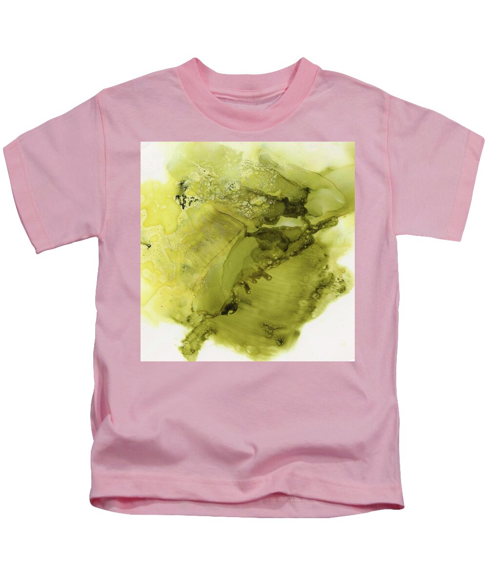 Alcohol Ink Kids T-Shirt featuring the painting Remembering Green by Christy Sawyer