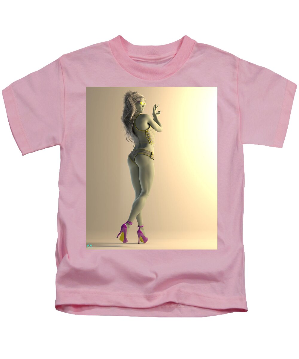 Pinup Kids T-Shirt featuring the digital art Mirroring_Riley by Williem McWhorter