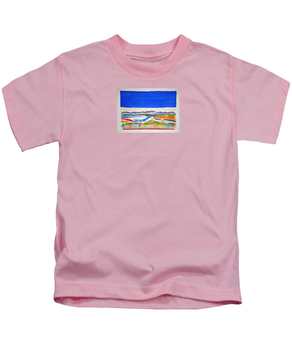 Watercolor Kids T-Shirt featuring the painting San Miguel de Allende by John Klobucher