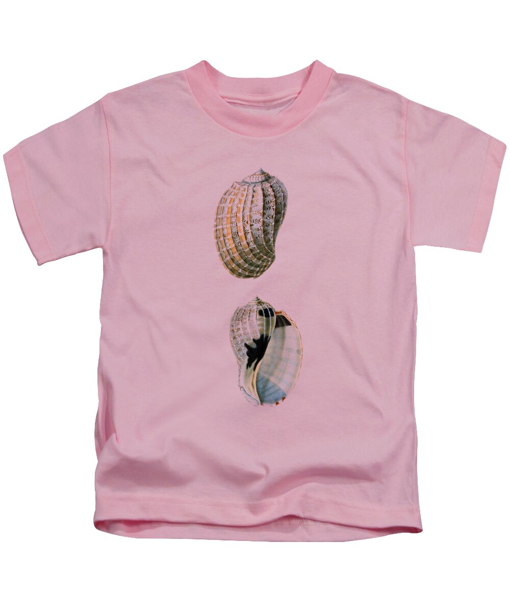 Seashell Kids T-Shirt featuring the digital art Seashells in cream by Madame Memento