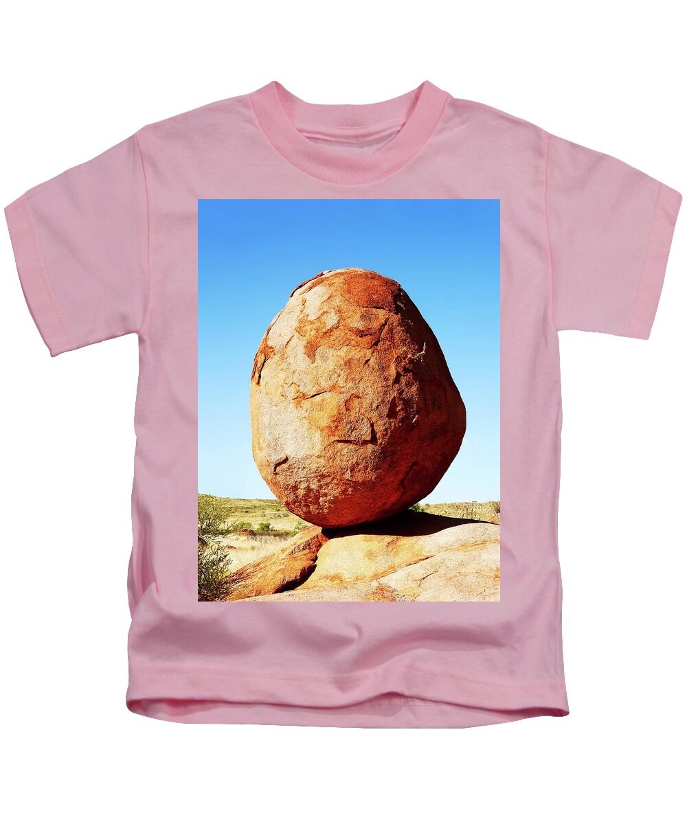 Australia Rocks Kids T-Shirt featuring the photograph Solitary - Karlu Karlu - Devils Marbles, Northern Territory by Lexa Harpell