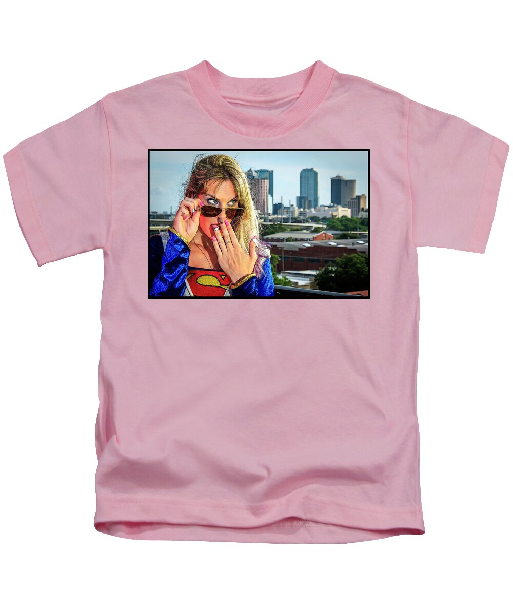 Cosplay Kids T-Shirt featuring the photograph Supergirl #1 by Christopher W Weeks