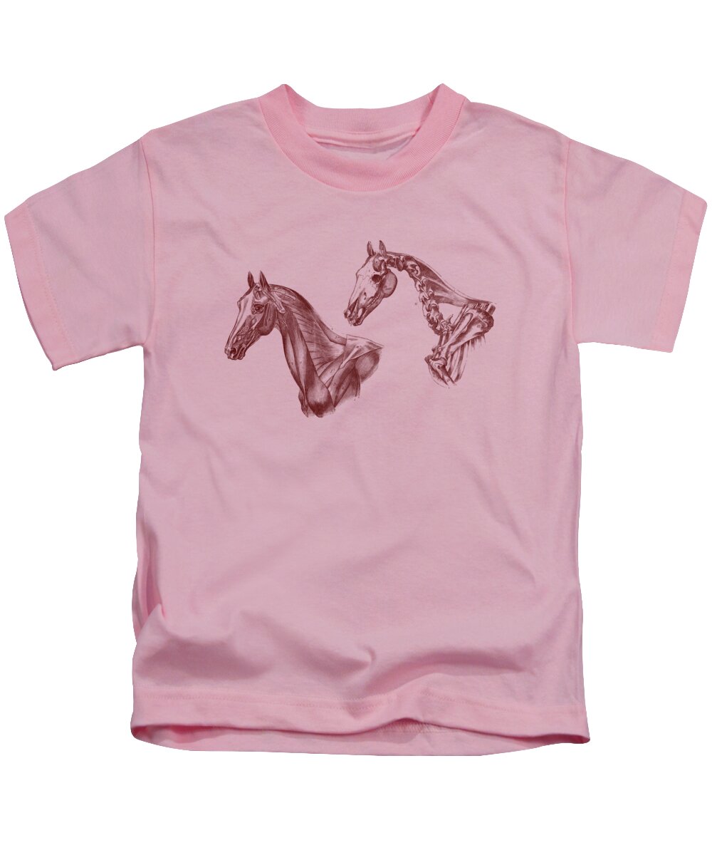 Horse Kids T-Shirt featuring the digital art The Anatomy Of The Horse by Madame Memento