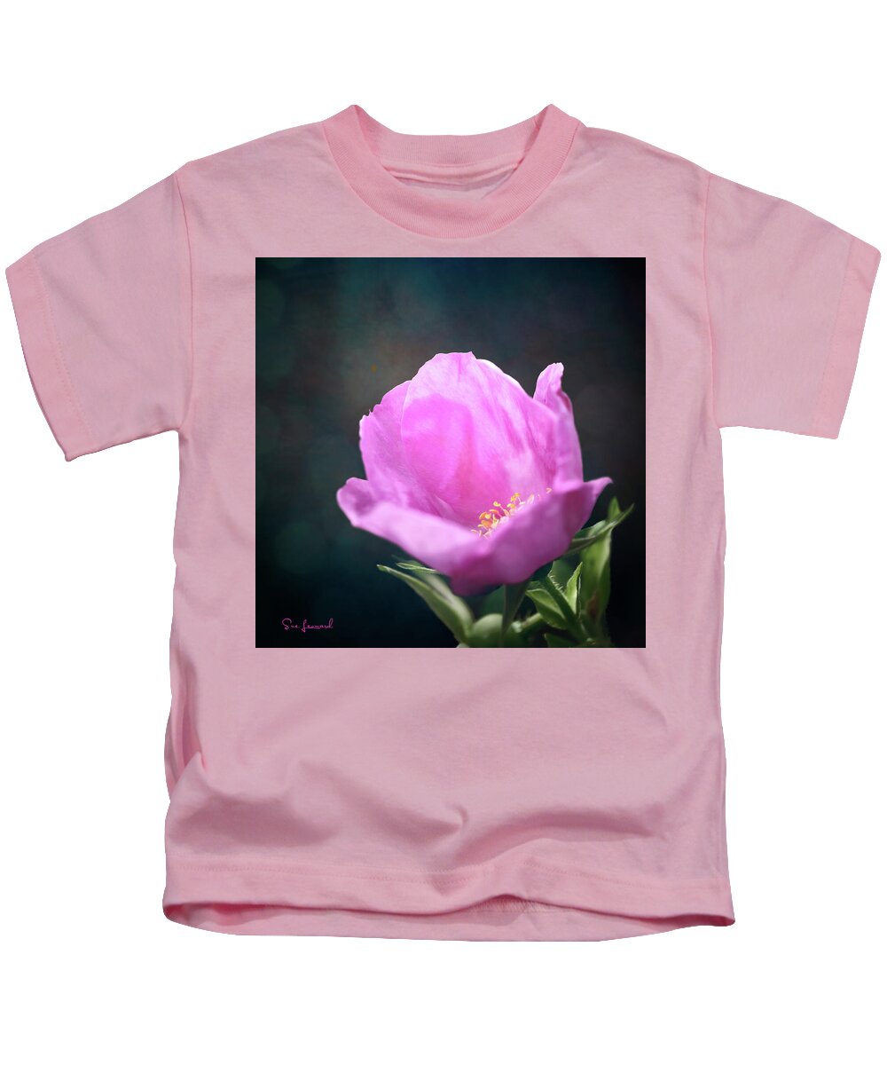 Abstract Kids T-Shirt featuring the photograph Tulip in full bloom by Sue Leonard