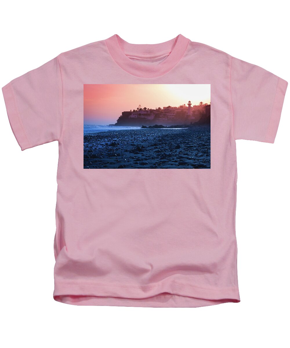 Playa Del Aguila Kids T-Shirt featuring the photograph Twilight Beach by Josu Ozkaritz