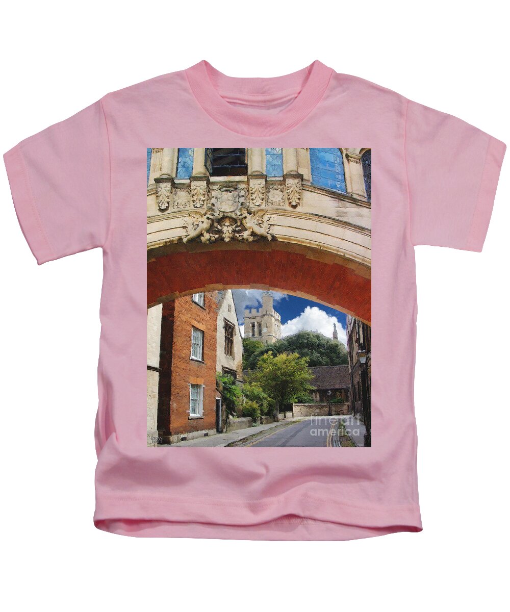 Oxford University Kids T-Shirt featuring the photograph Under the Bridge of Sighs by Brian Watt