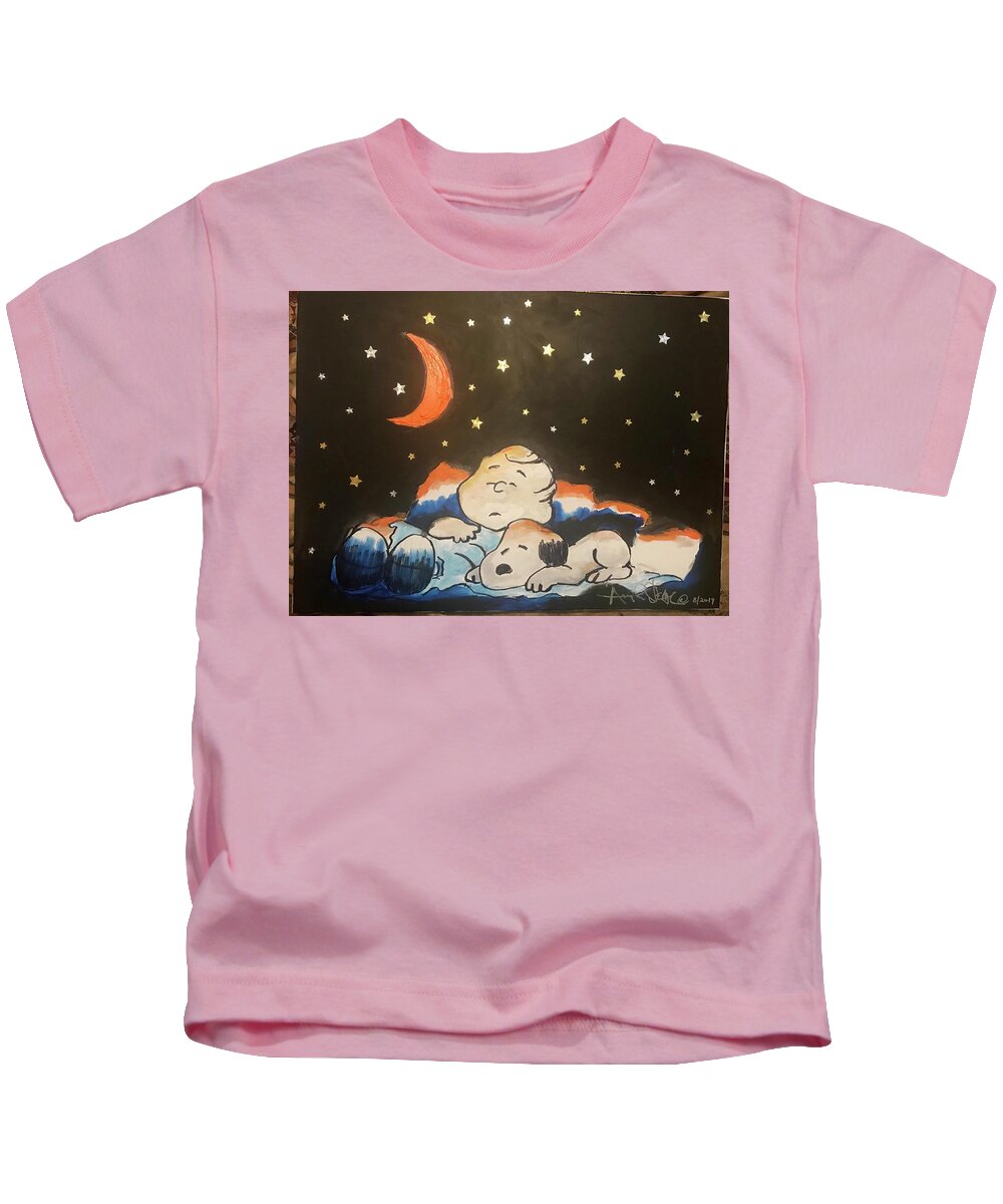  Kids T-Shirt featuring the painting Under the Stars by Angie ONeal