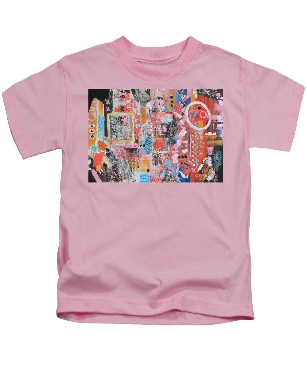 Contemporary Abstract Kids T-Shirt featuring the painting Urban Denizens by Jean Clarke