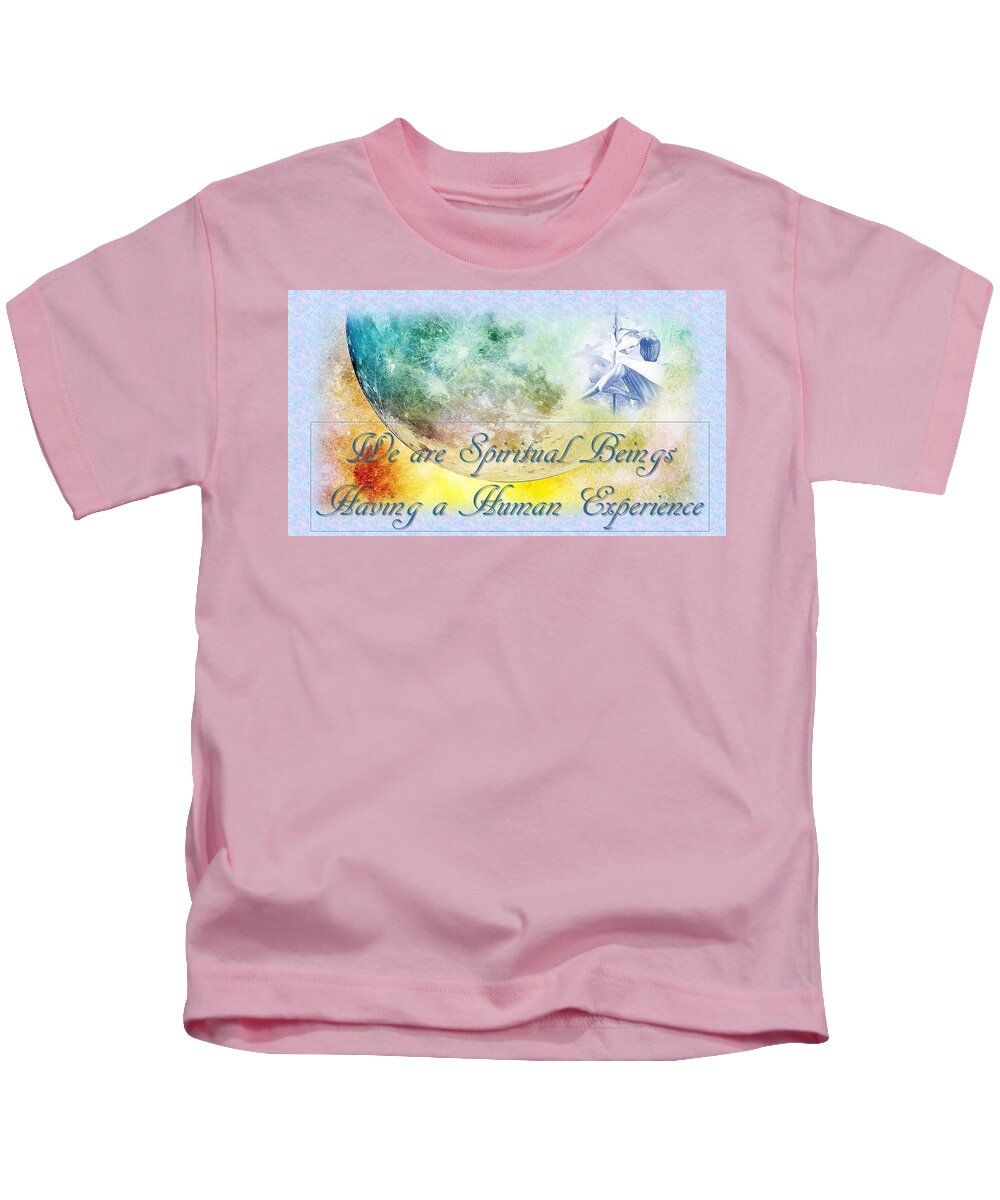 Moon Kids T-Shirt featuring the mixed media We Are Spiritual Beings by Nancy Ayanna Wyatt