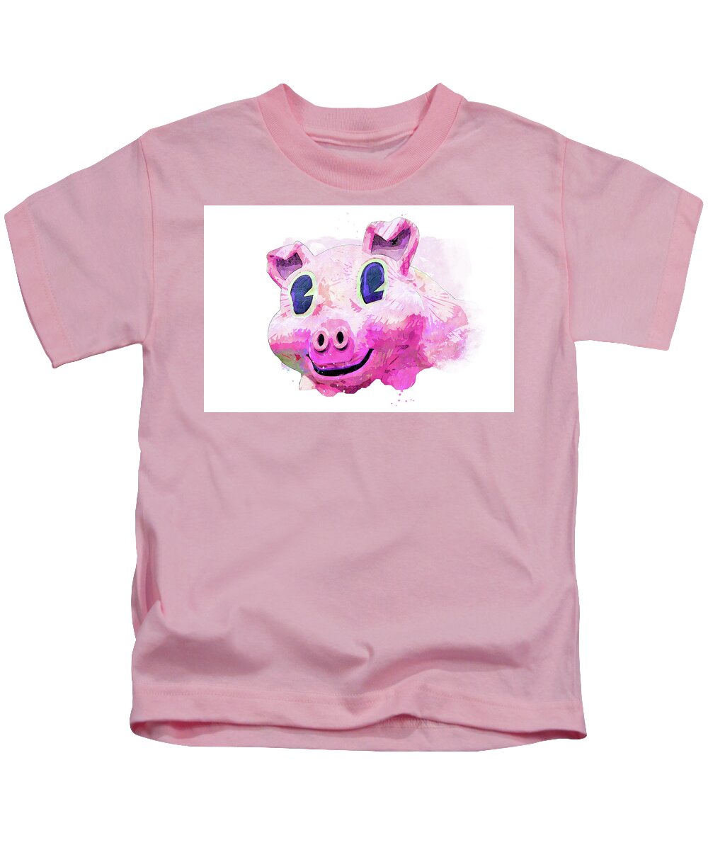 Whimsical Pig Kids T-Shirt featuring the photograph Whimsical Pig by Pamela Williams